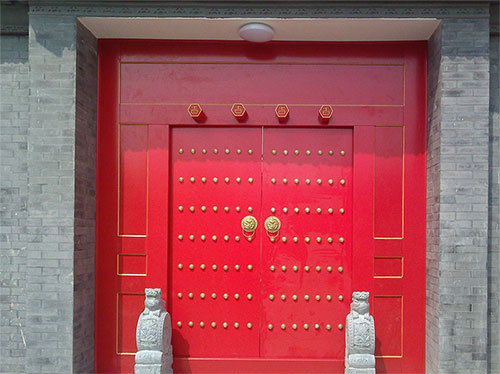 扎赉诺尔中国传统四合院系列朱红色中式木制大门木作